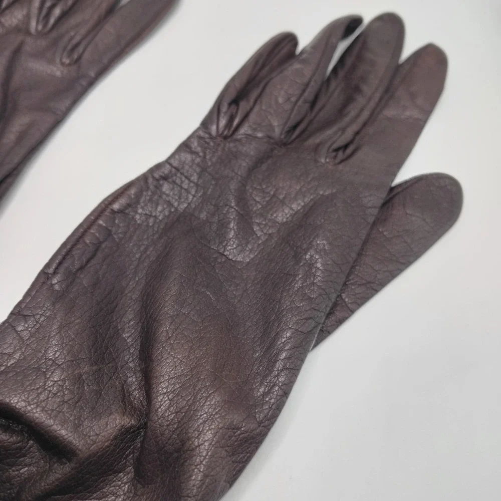 French Kidskins Gloves Silk‎ Lined Brown Leather Soft Size 6 Driving Women's